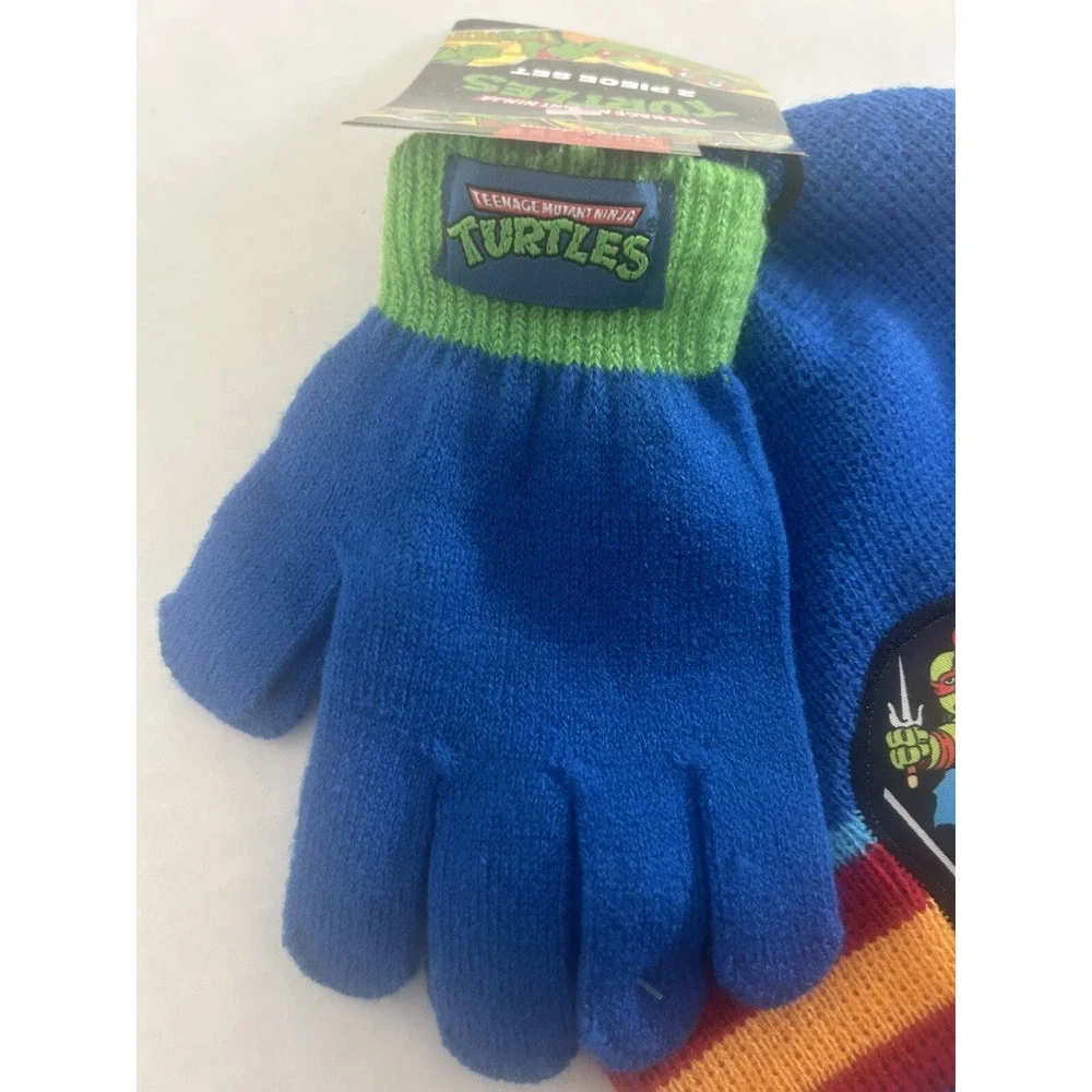 TMNT Teenage‎ Mutant Ninja Turtles Knit Beanie & Mitten Set Kids Nickelodeon BxW